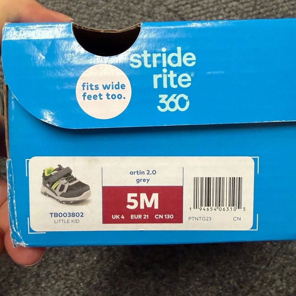 Stride Rite 360 Artin 2.0 Grey Lime Toddler Sneakers TB003802 Size 5M Wide Fit
